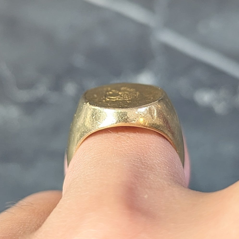 Victorian 18 Karat Yellow Gold Antique Unisex Boar Animal Signet Ring Wilson's Estate Jewelry