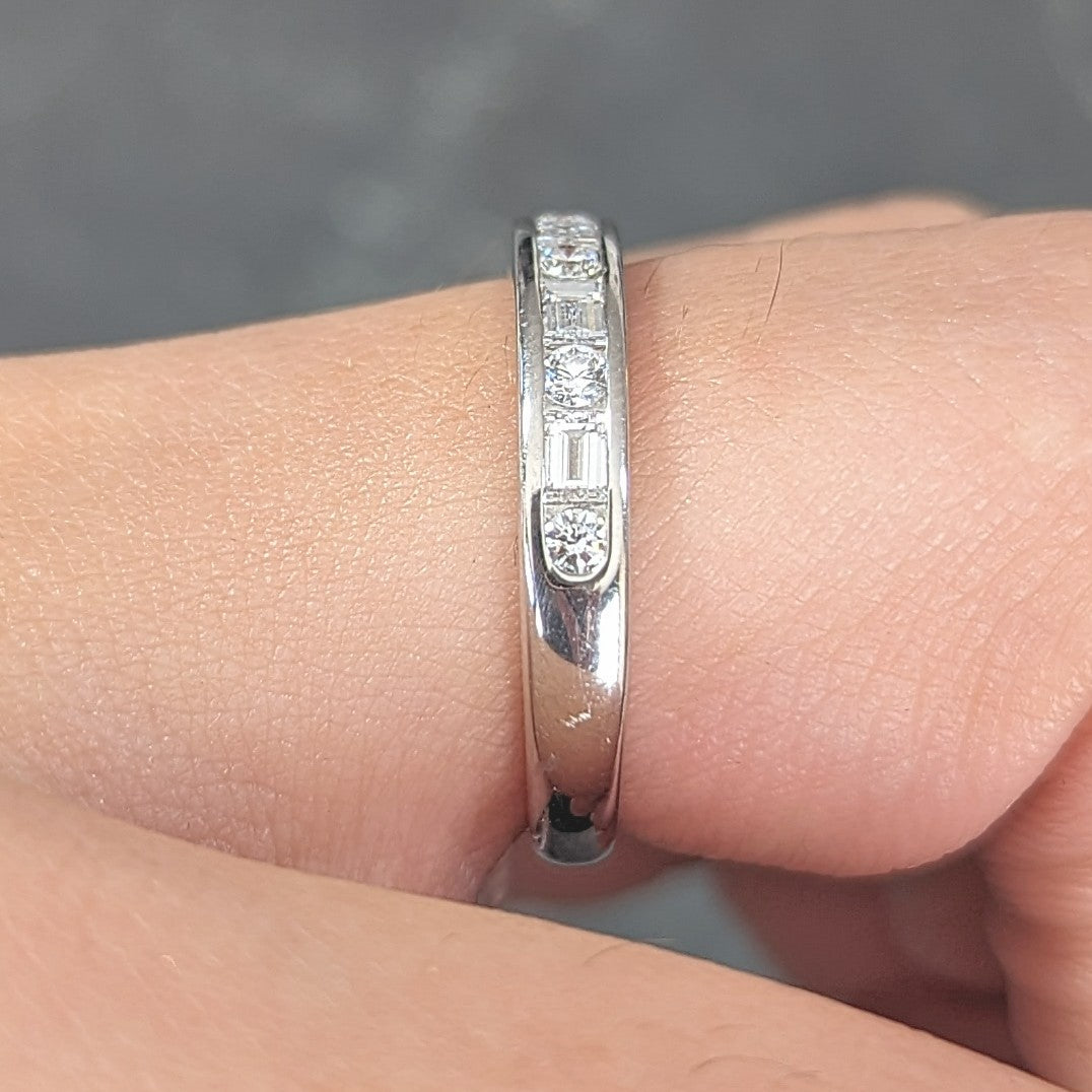 Tiffany & Co. 0.88 CTW Diamond Platinum Channel Band Stacking Ring Wilson's Estate Jewelry