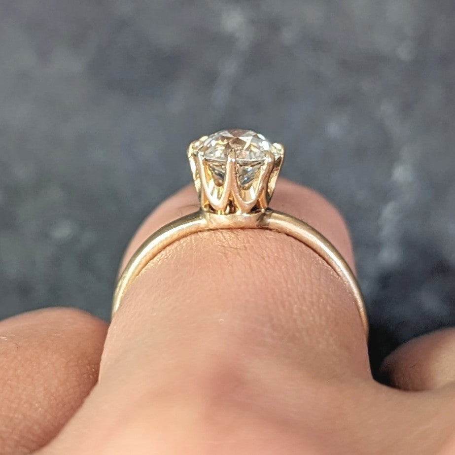 Victorian 1.00 CTW Old European Cut Diamond 14 Karat Yellow Gold Antique Solitaire Engagement Ring Wilson's Estate Jewelry