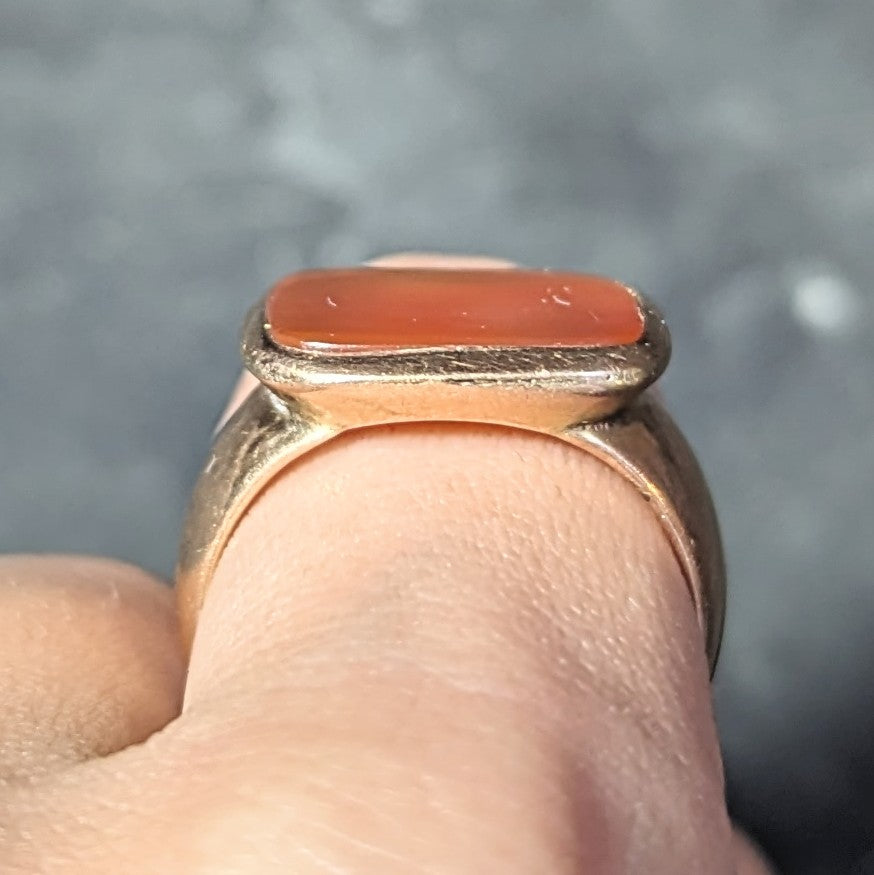 Victorian Carnelian 14 Karat Rose Gold Antique Unisex Signet Ring Wilson's Estate Jewelry