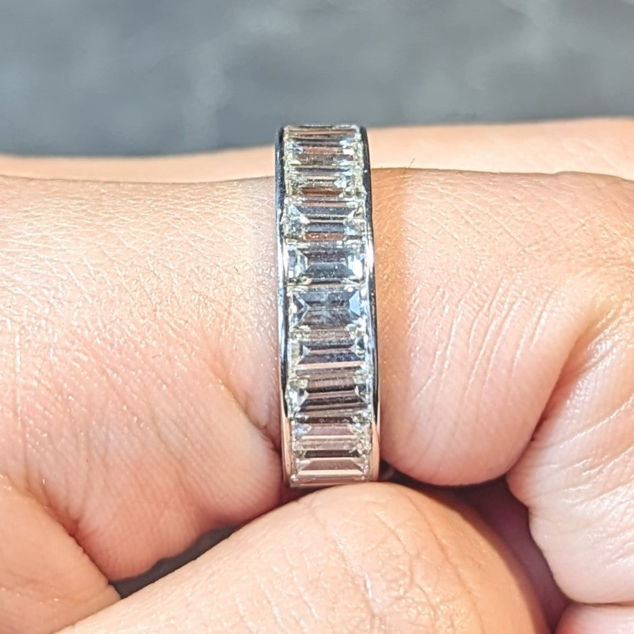 Vintage 7.50 CTW Baguette Diamond Platinum Eternity Channel Band Ring Wilson's Estate Jewelry