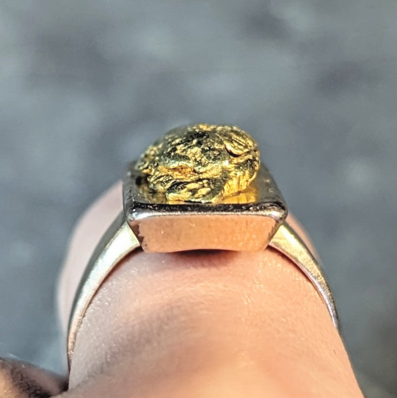 Victorian 14 Karat Rose Gold 24 Karat Gold Nugget Antique Gold Rush Ring Wilson's Estate Jewelry