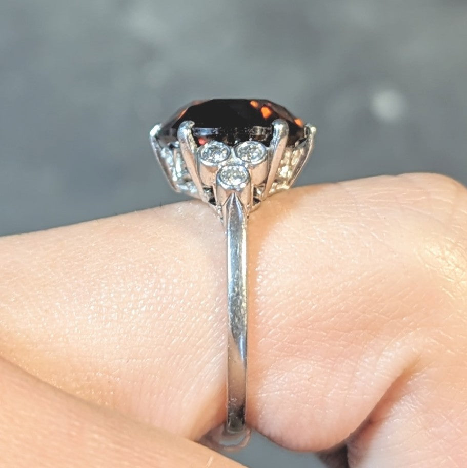 Mid-Century 8.95 CTW Zircon Diamond Platinum Vintage Cocktail Ring Wilson's Estate Jewelry