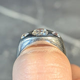 1960s 1.11 CTW Old Mine Cut Diamond Platinum Vintage Three Stone Ring Wilson's Estate Jewelry