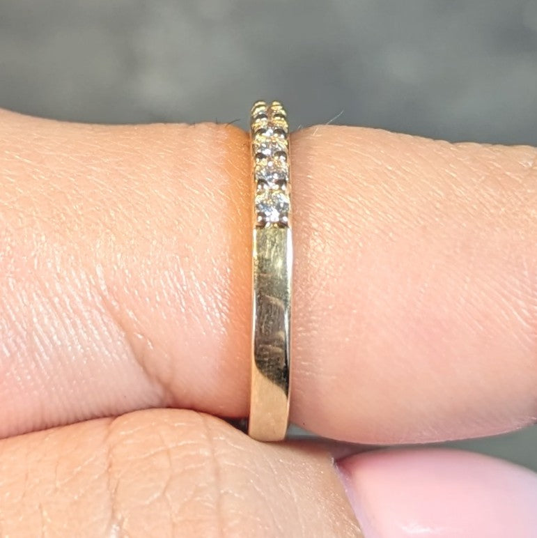 1990's Diamond 14 Karat Yellow Gold Vintage Stacking Band Ring Wilson's Estate Jewelry