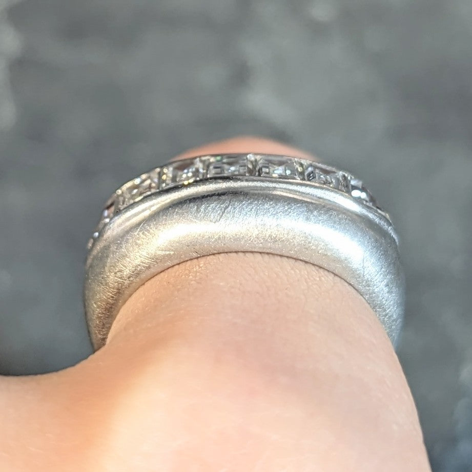 Mid-Century 1.90 CTW Diamond Platinum Vintage Channel Band Unisex Ring Wilson's Estate Jewelry