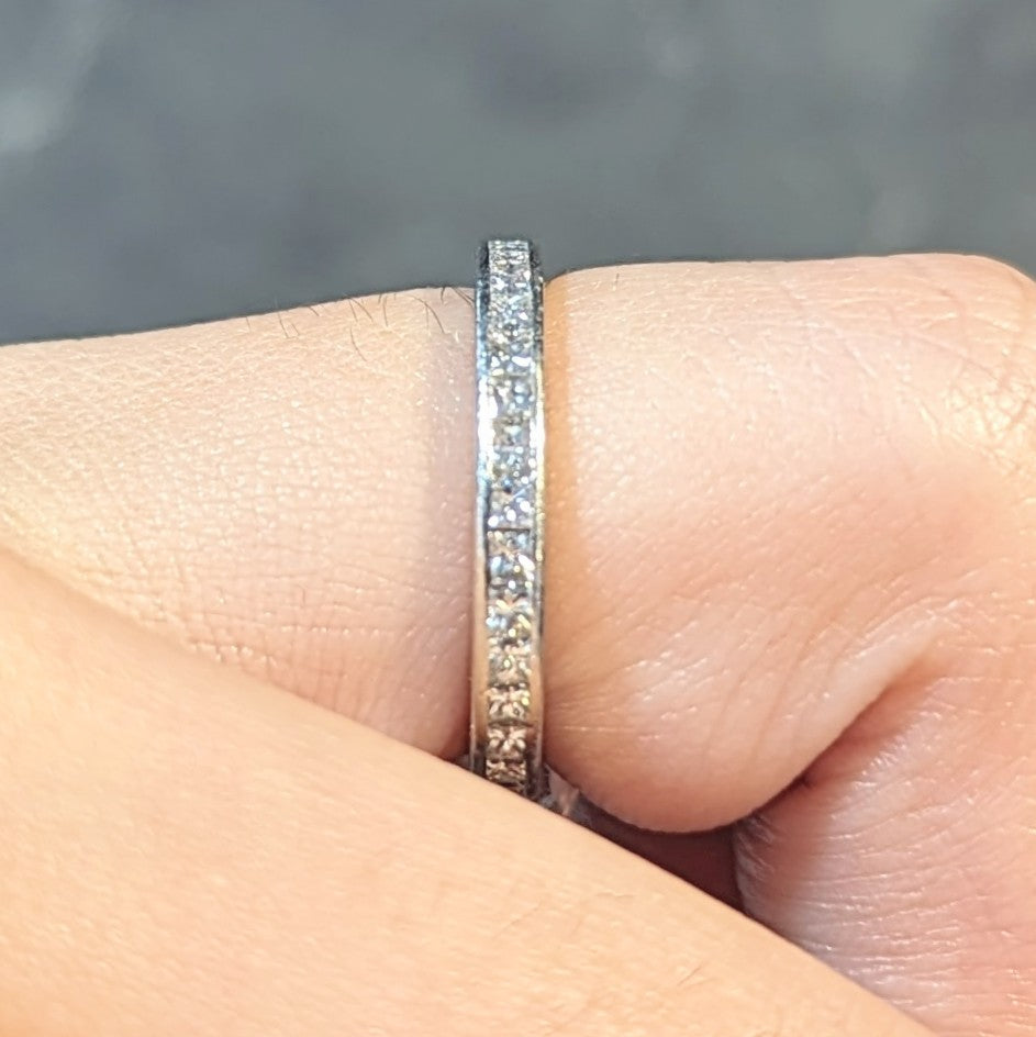 Tiffany & Co. 0.78 CTW Princess Cut Diamond Platinum Eternity Channel Band Ring Wilson's Estate Jewelry