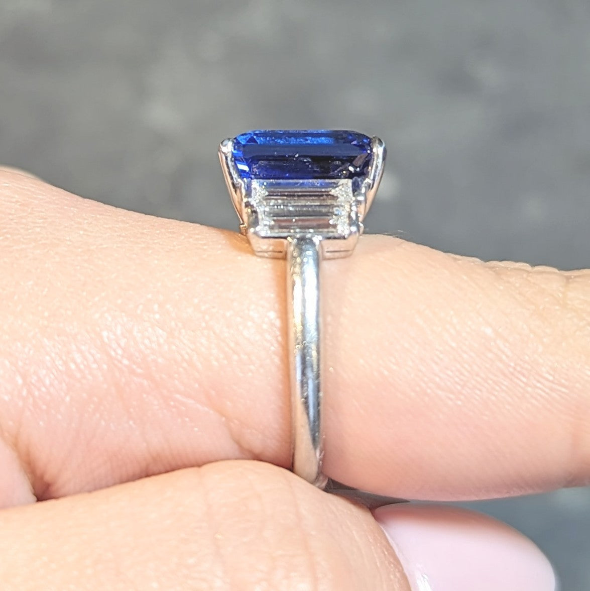 Tiffany & Co. 7.92 CTW Tanzanite Diamond Platinum Stepped Vintage Cocktail Ring Wilson's Estate Jewelry