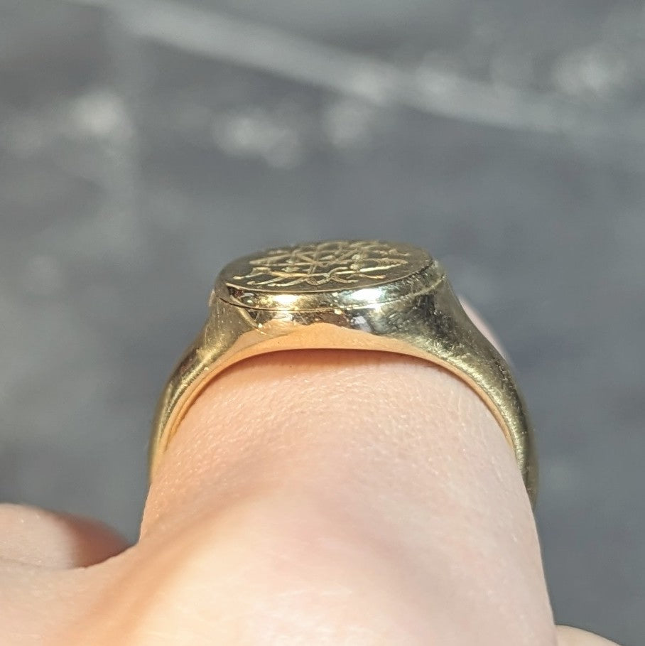 Antique 18 Karat Yellow Gold Monogram Signet Poison Hidden Compartment Ring Wilson's Estate Jewelry