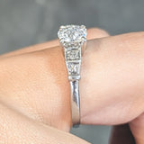 Art Deco 1.01 CTW Old European Cut Diamond Platinum Five Stone Vintage Engagement Ring Wilson's Estate Jewelry