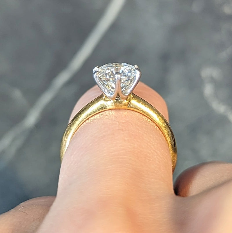 Tiffany & Co. 1.65 CTW Diamond Platinum 18 Karat Yellow Gold Solitaire Engagement Ring GIA Wilson's Estate Jewelry