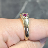 1980's 1.25 CTW Ruby Diamond 18 Karat Yellow Gold Vintage Band Ring