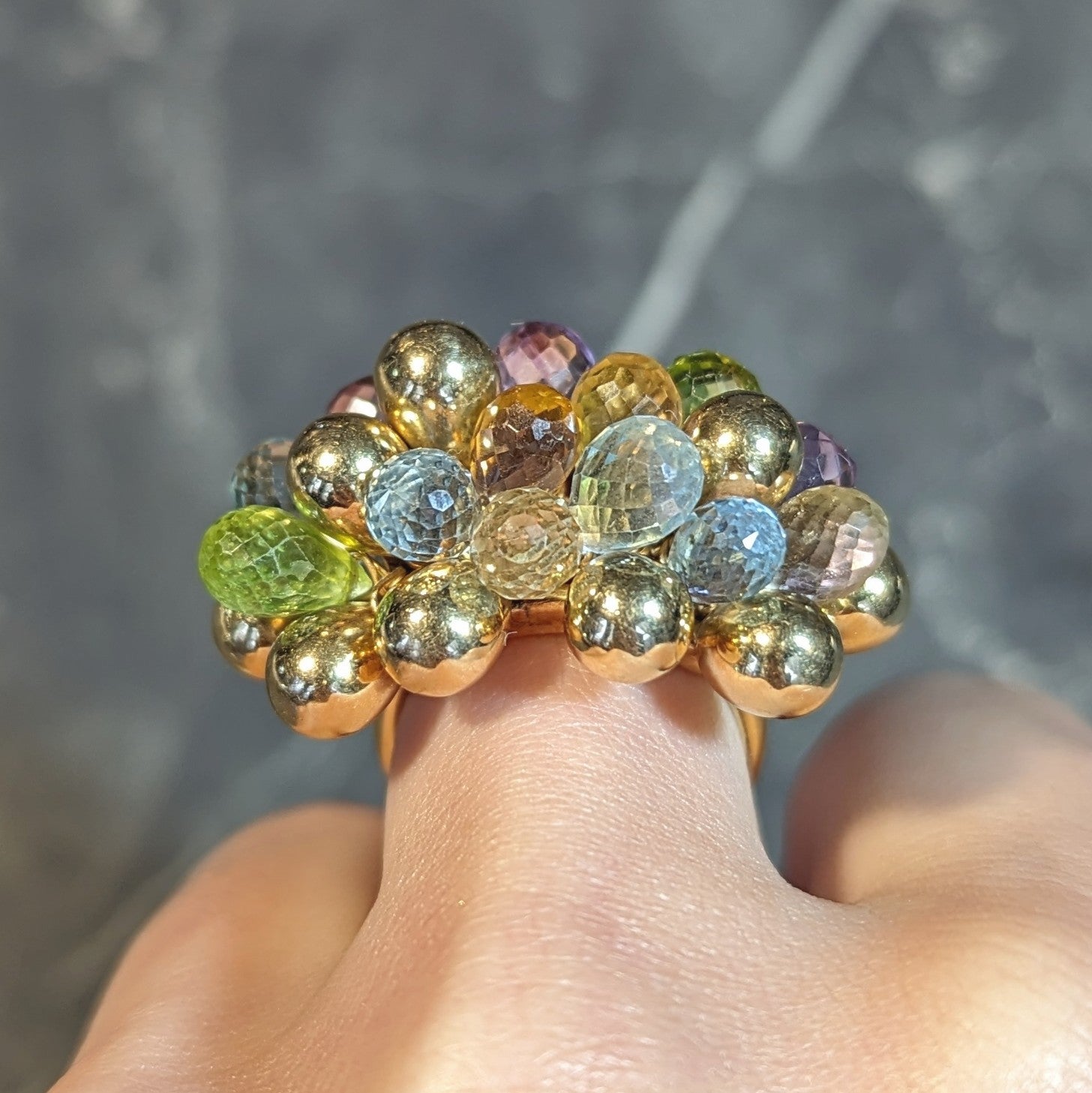 Marco Bicego Multi-Gem Topaz Citrine 18 Karat Yellow Gold Paradise Briolette Burst Ring Wilson's Estate Jewelry