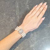 Mid-Century Diamond Pearl 18 Karat White Gold Foliate Multi-Strand Vintage Bracelet