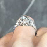 Art Deco 1.76 CTW Old Mine Diamond Platinum Foliate Bombé Vintage Engagement Ring Wilson's Estate Jewelry