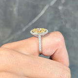 Contemporary 2.72 CTW Yellow Diamond Platinum 18 Karat Gold Halo Engagement Ring GIA Wilson's Estate Jewelry