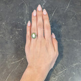 Edwardian Opal Diamond Demantoid Garnet Platinum 18 Karat Gold Antique Cluster Ring