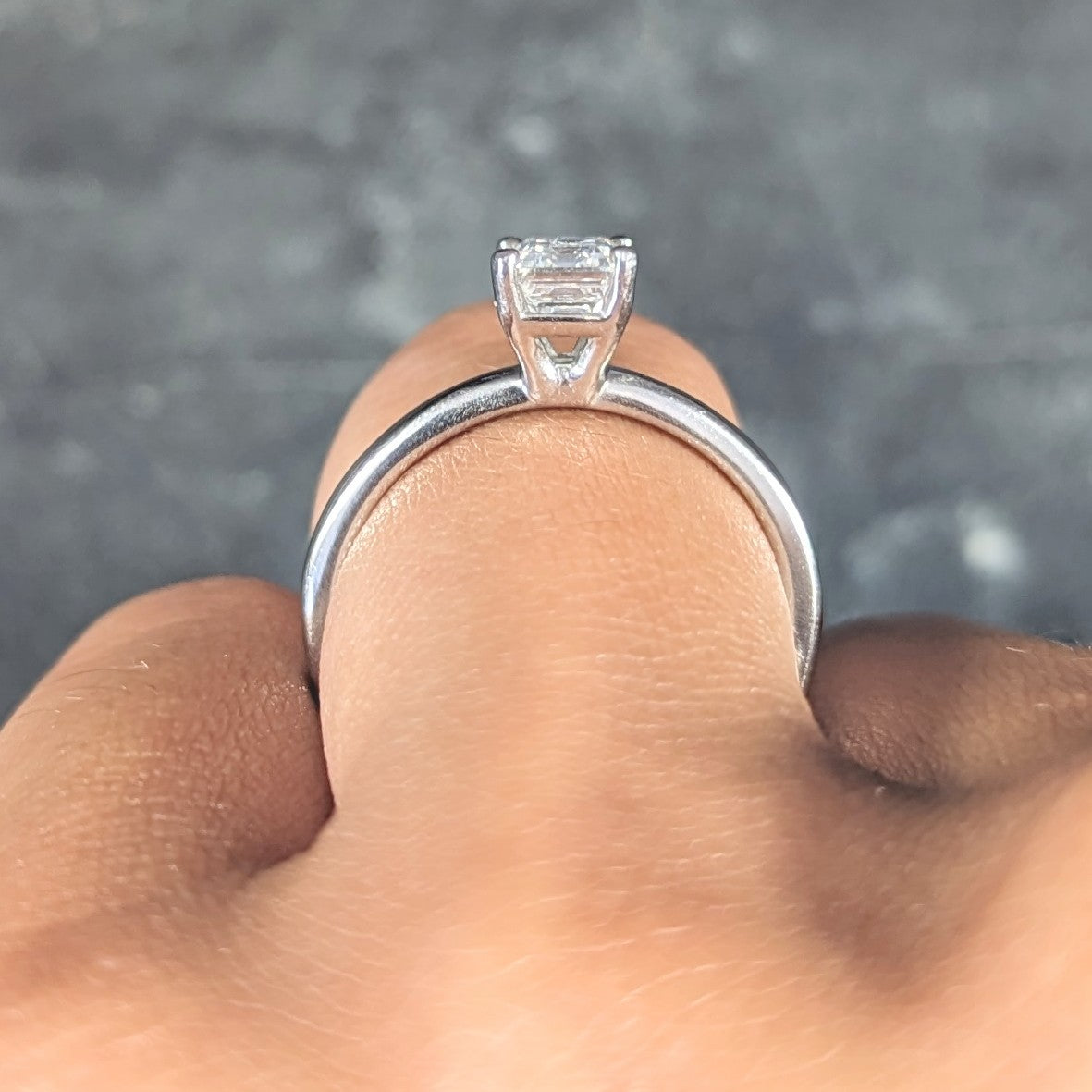 Contemporary 1.09 CTW Emerald Cut Diamond Palladium Engagement Ring GIA Wilson's Estate Jewelry