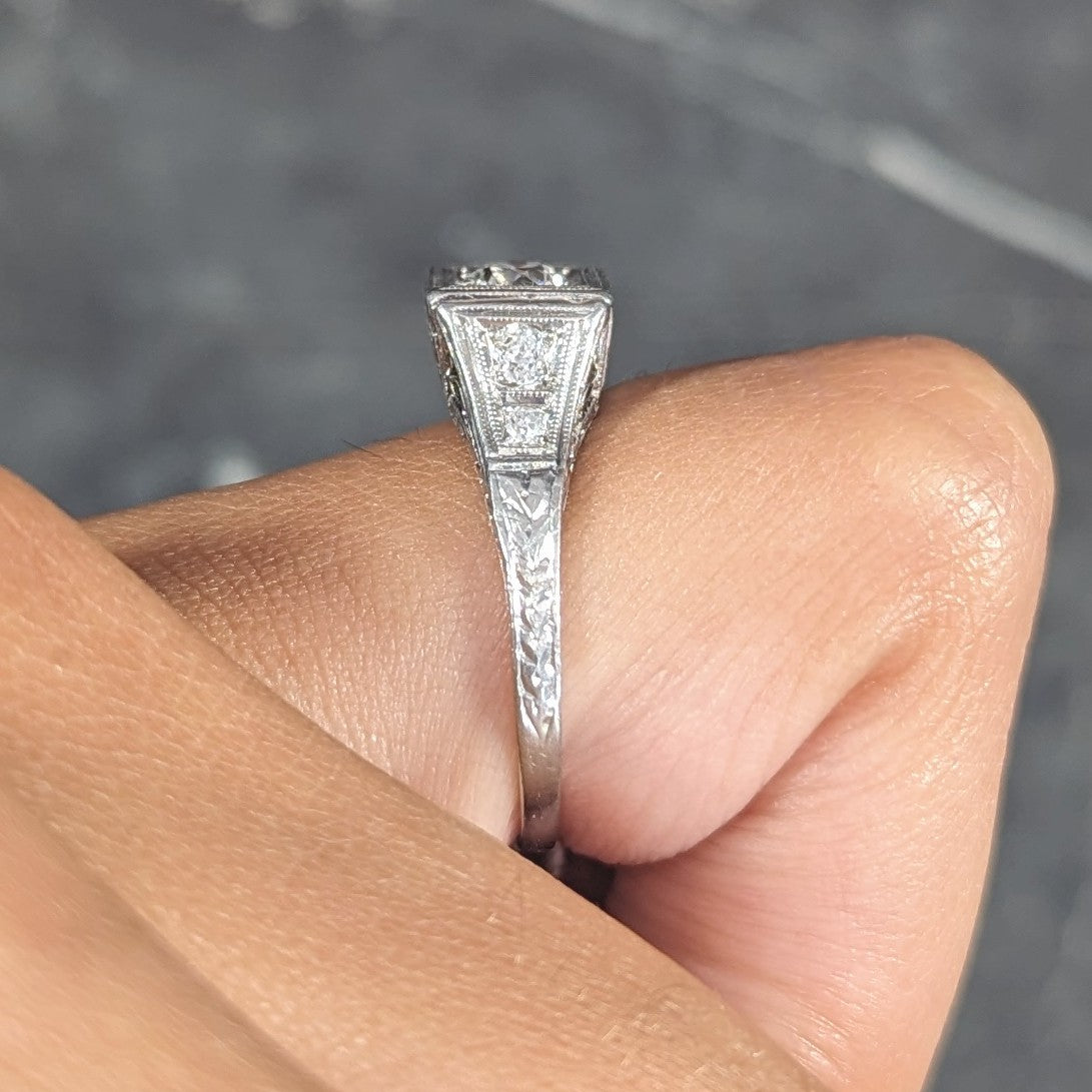 Art Deco 0.46 CTW Diamond Platinum Trellis Engagement Ring Wilson's Estate Jewelry