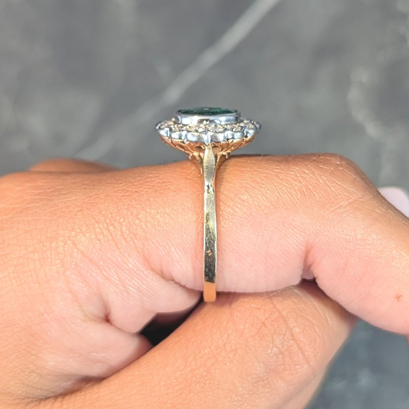 Contemporary 1.60 CTW No-Oil Emerald Diamond 14K Two-Tone Gold Halo Ring GIA