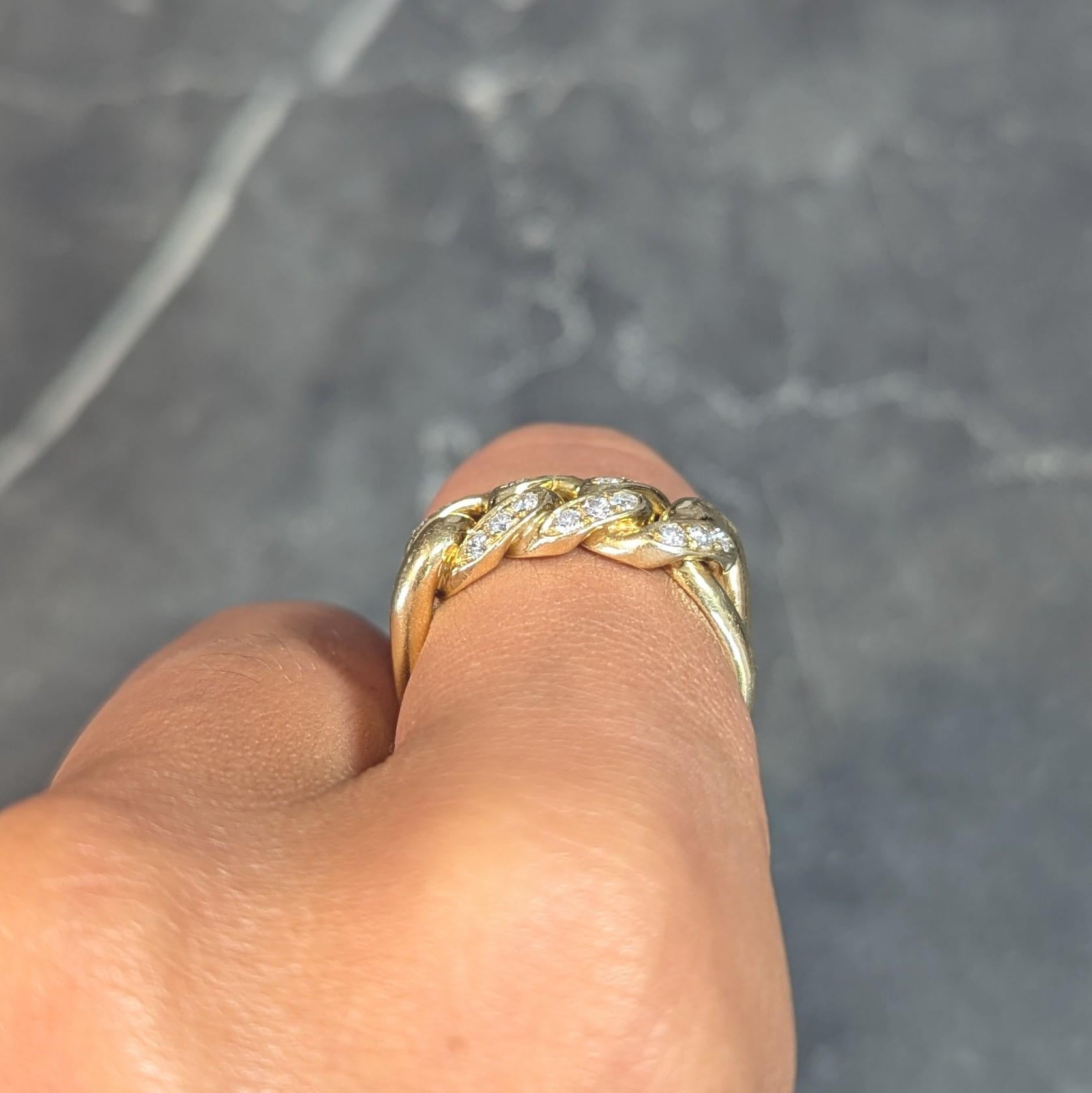 Cartier 1970's 0.54 CTW Diamond 18 Karat Yellow Gold Vintage Chain Link Ring