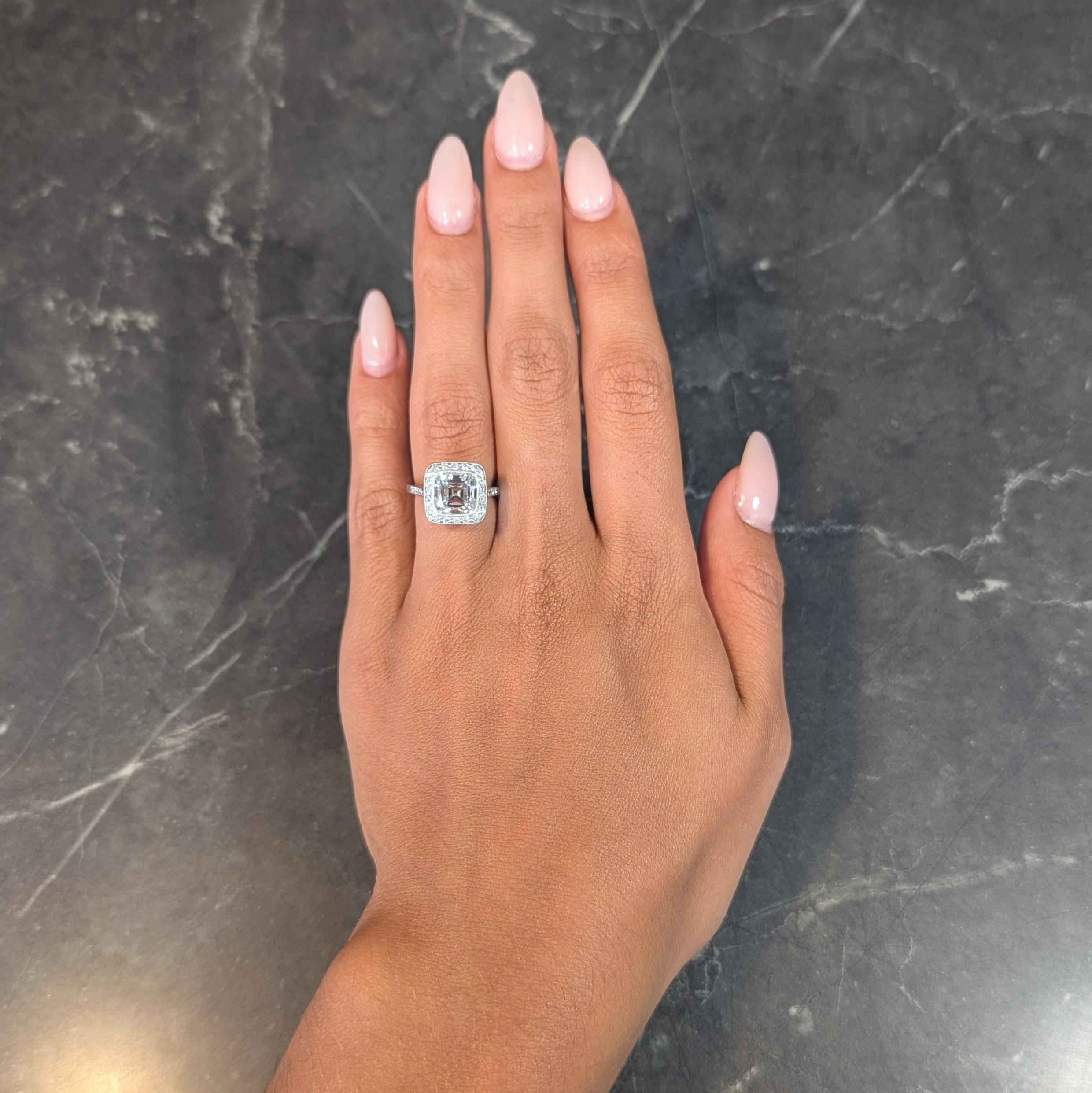 Tiffany & Co. 3.96 CTW Legacy Diamond Platinum Halo Engagement Ring GIA