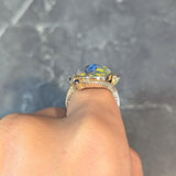 1960s Sapphire Diamond Essex Crystal 14 Karat Gold Vintage Blue Bird Bypass Ring