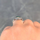 Victorian 2.96 CTW Emerald Diamond 14 Karat Gold Silver Antique Cluster Ring