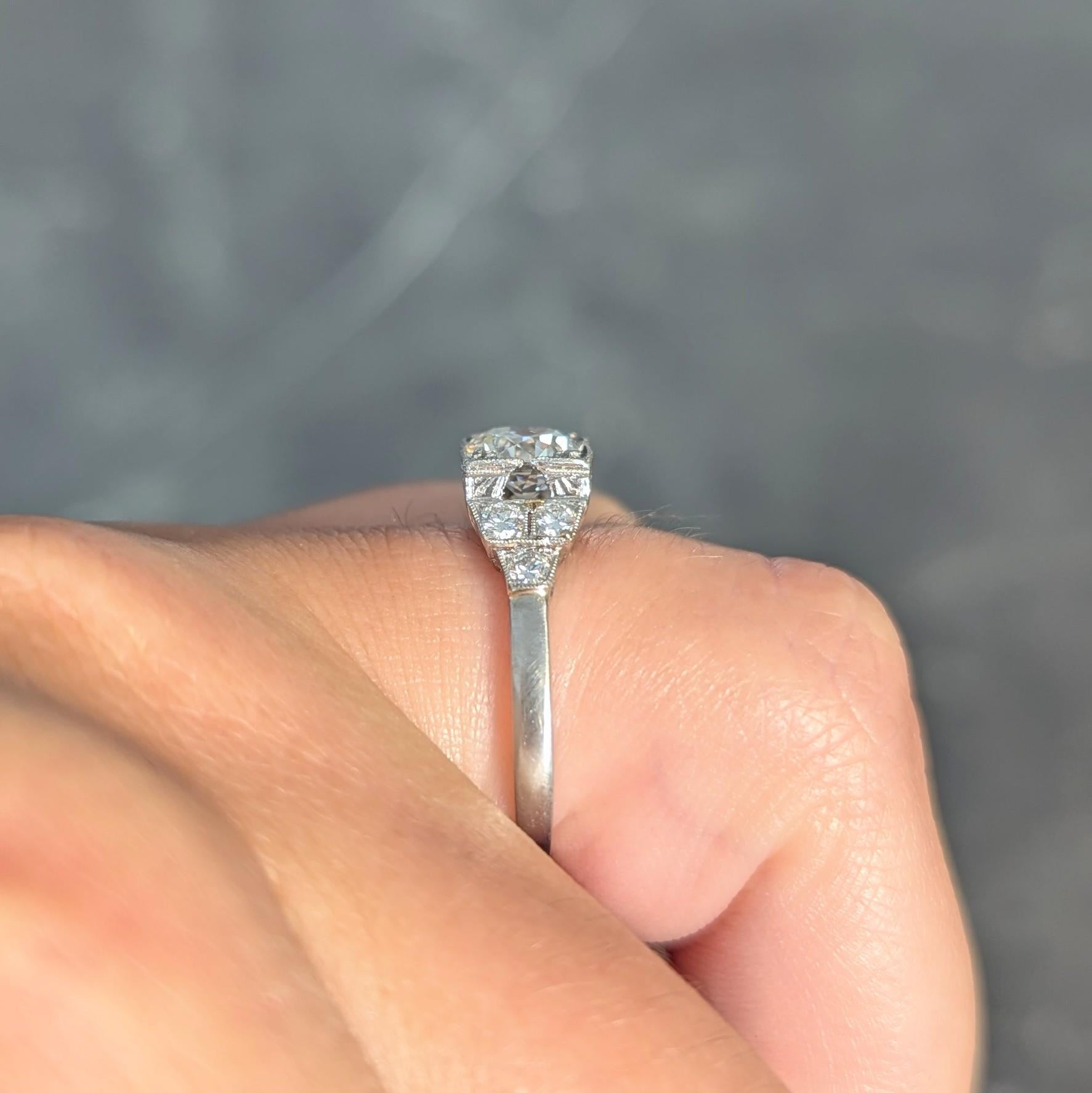 Mid-Century 0.84 CTW Diamond Platinum Vintage Engagement Ring