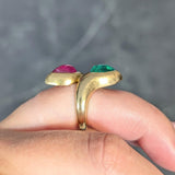 Bulgari Georges L'Enfant 1970 3.52 CTW Ruby Emerald 18K Gold Vintage Snake Ring