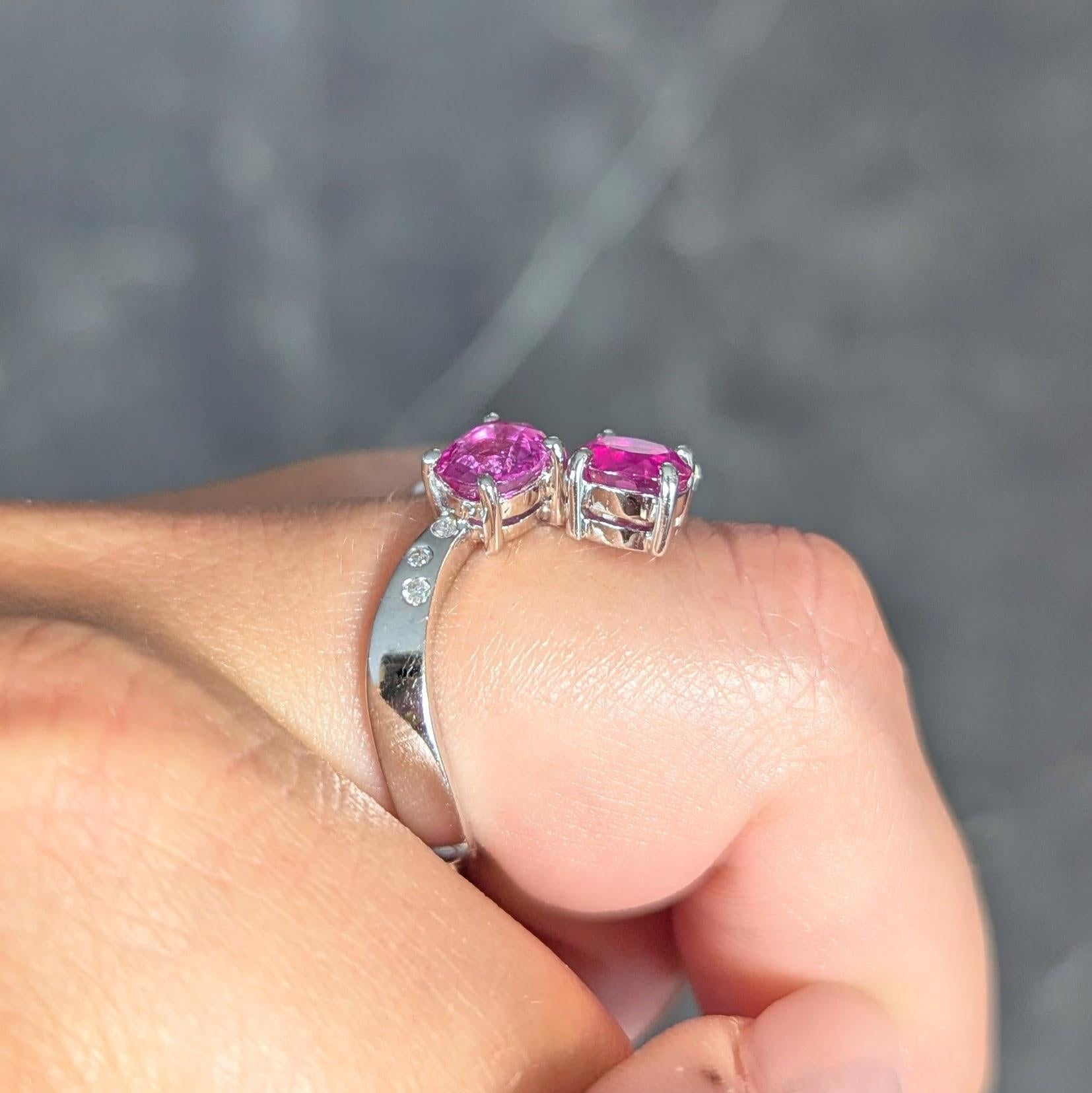 Contemporary 1.85 CTW Madagascar Pink Sapphire Diamond 18K Gold Bypass Ring GIA