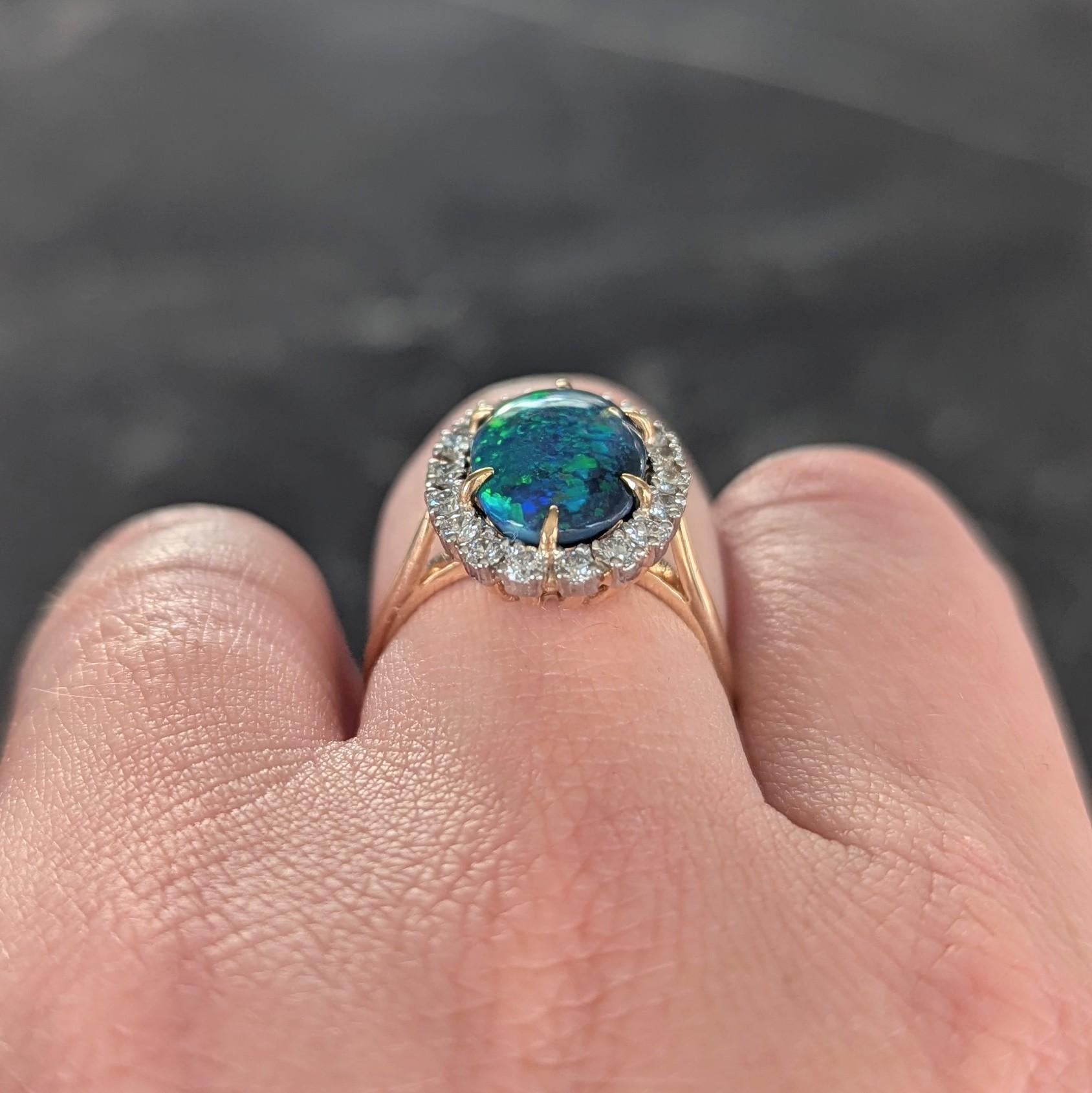 Cartier 1960's Diamond Opal Platinum 18 Karat Gold Vintage Halo Ring