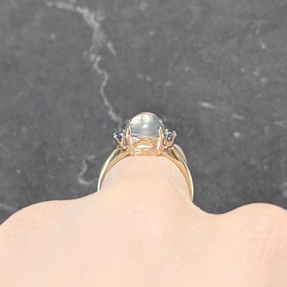 Retro Moonstone Sapphire 14 Karat Two-Tone Gold Vintage Three Stone Ring