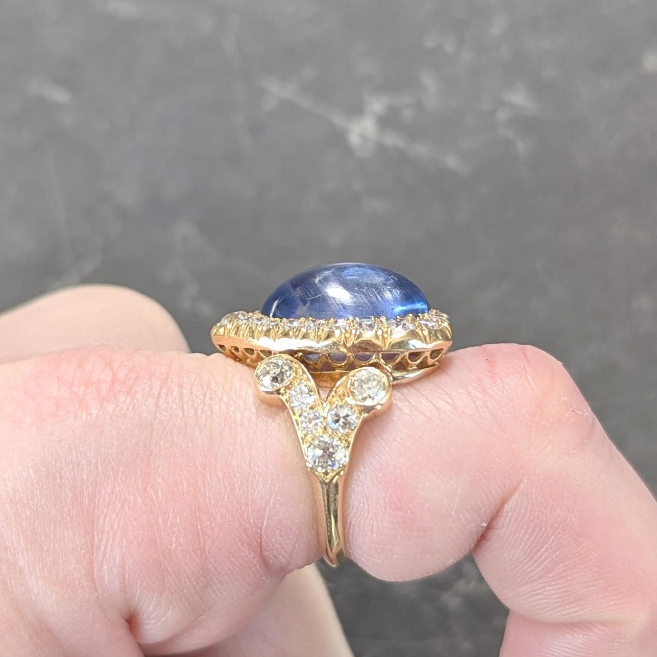 Mid-Century 15.35 CTW Ceylon Sapphire Diamond 14K Gold Heart Cluster Ring GIA