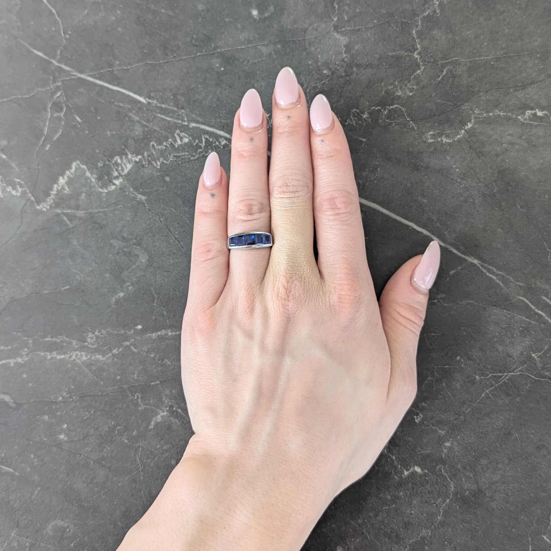 Mid-Century 1.95 CTW Sapphire Platinum Vintage Channel Stacking Band Ring