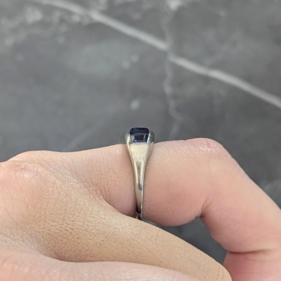 Mid-Century 1.95 CTW Sapphire Platinum Vintage Channel Stacking Band Ring