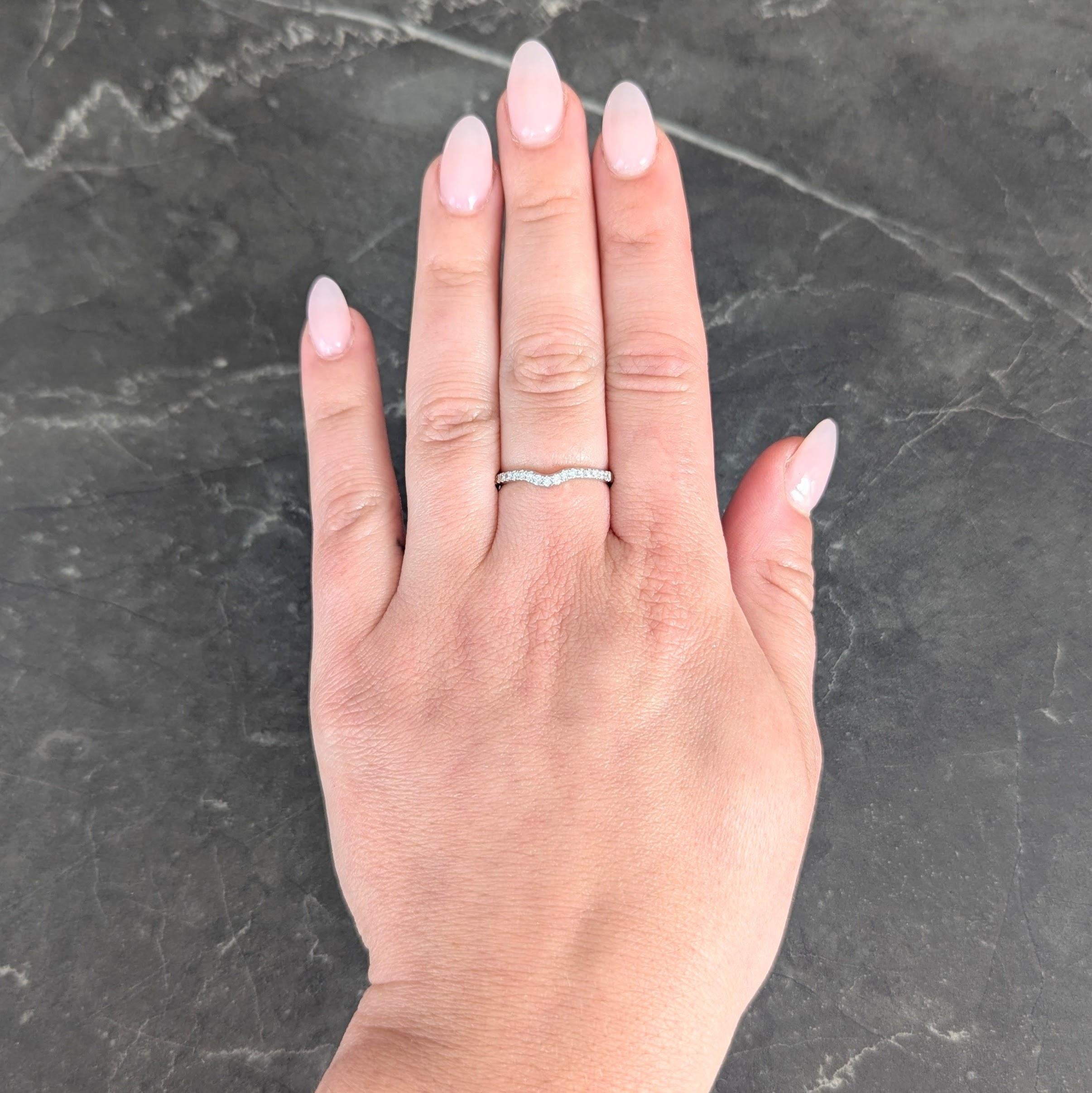 Contemporary Diamond 14 Karat White Gold Contour Wedding Band Ring