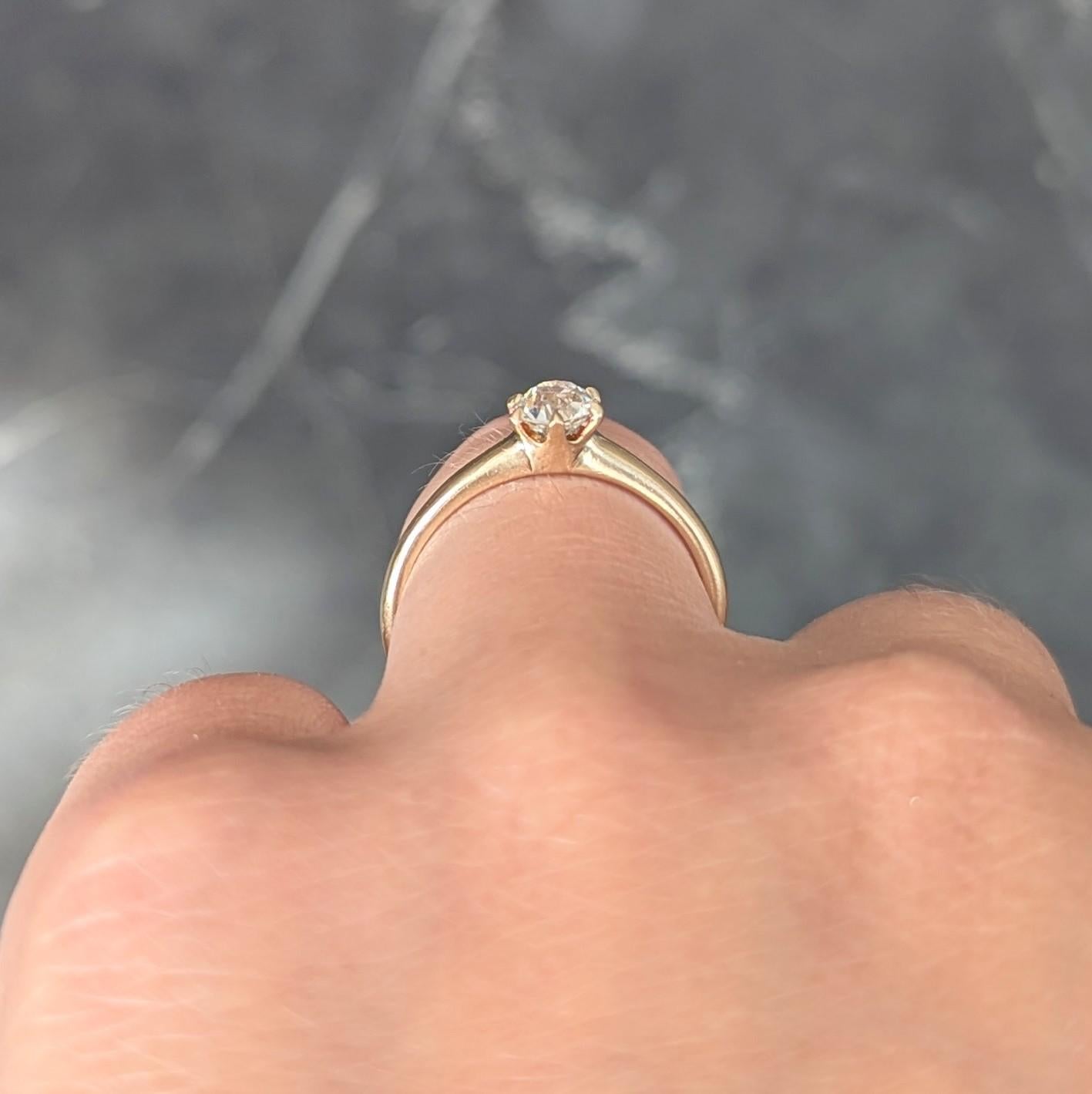 Victorian 0.45 CTW Old Mine Cut 14K Gold Antique Solitaire Engagement Ring