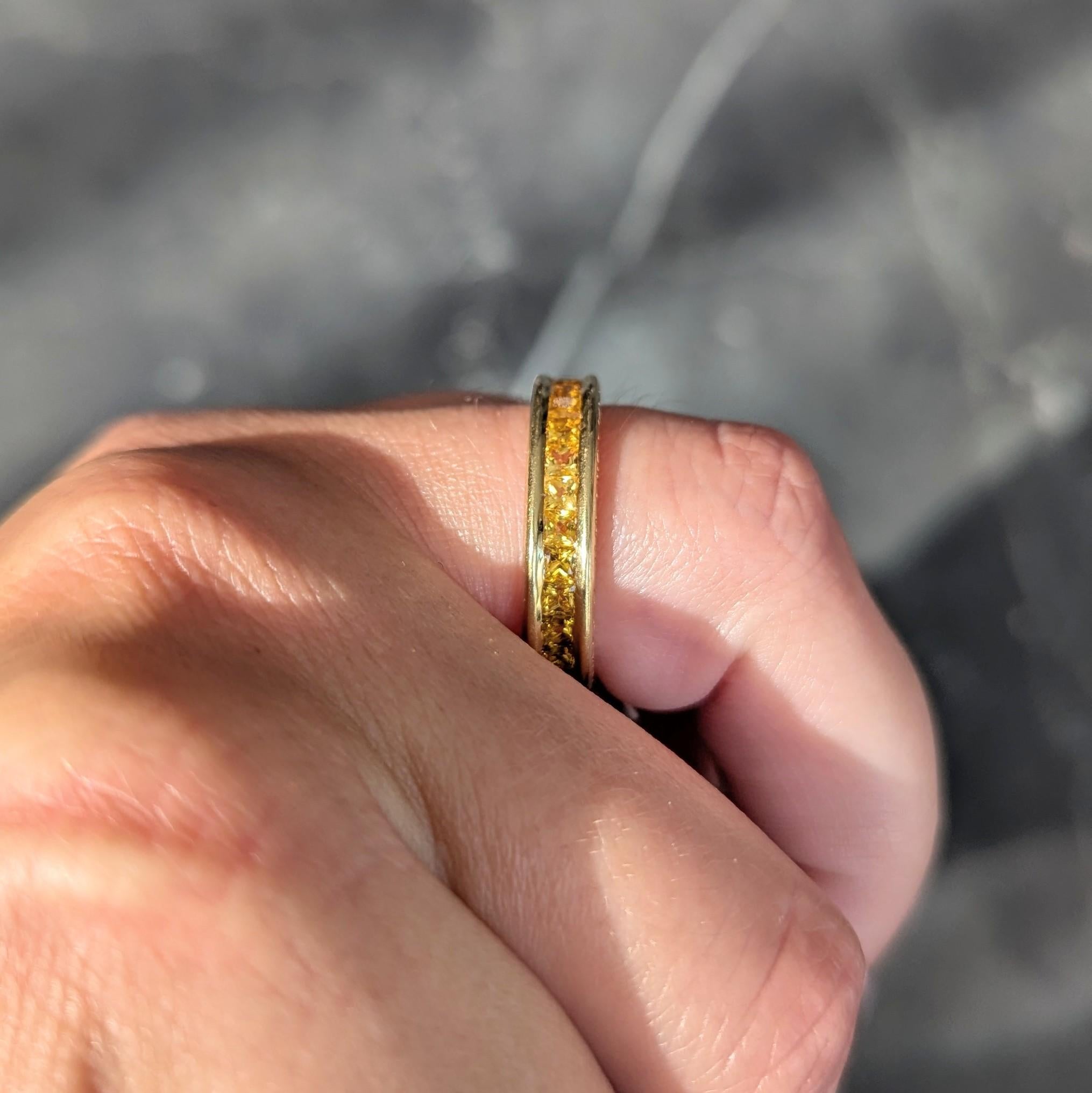 Bulgari 1980's Yellow Sapphire 18K Yellow Gold Vintage Eternity Band Ring