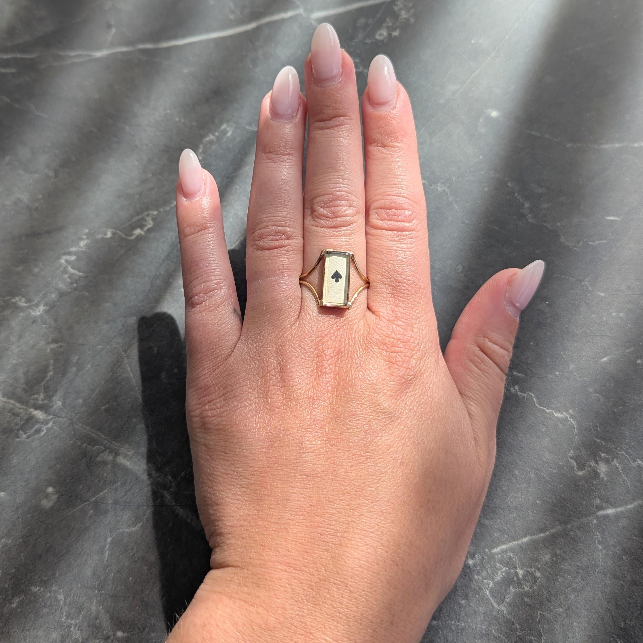 Georgian Quartz 14K Yellow Gold Antique Playing Card Double Compartment Ring