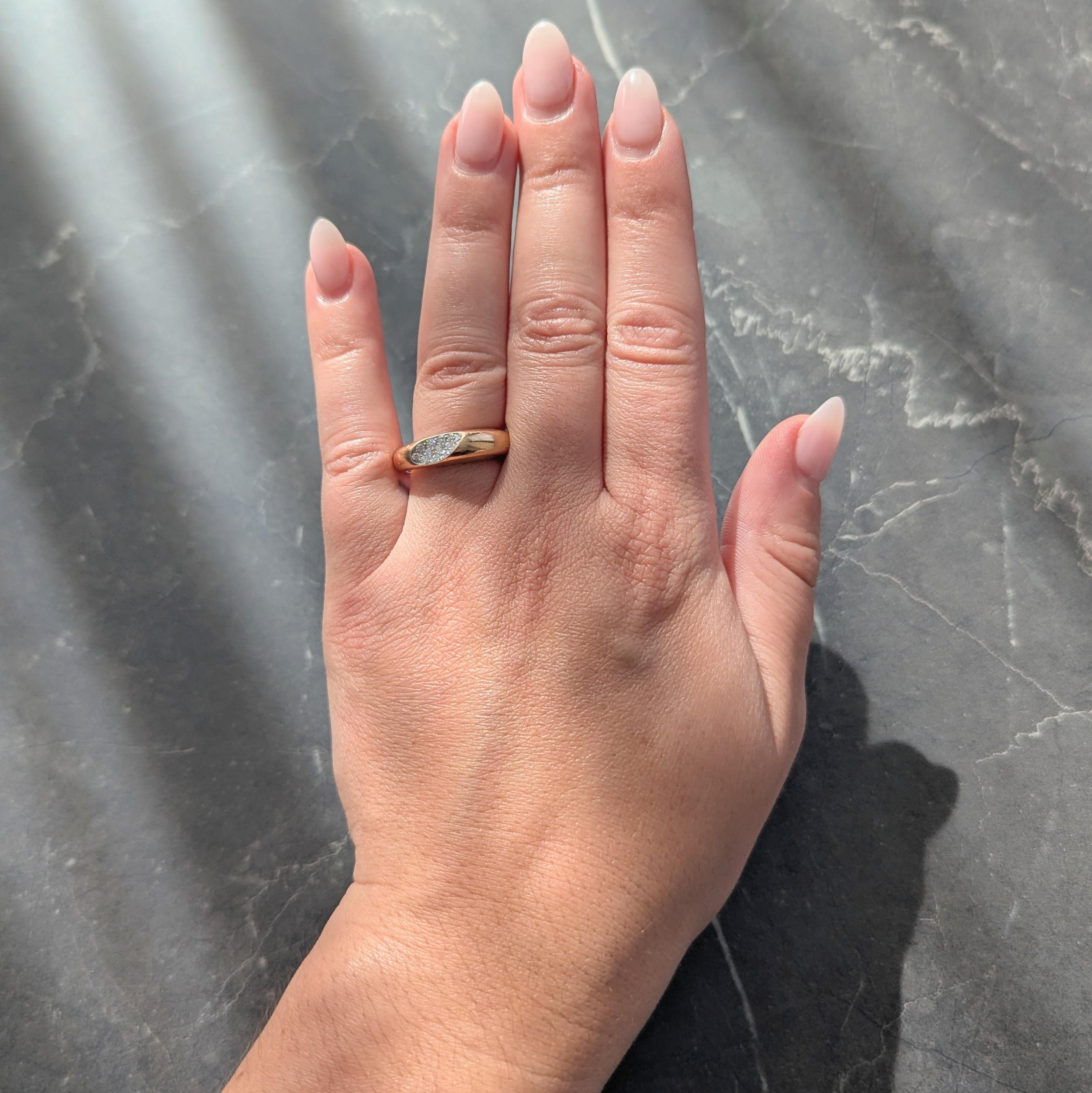 Roberto Coin Contemporary Diamond 18 Karat Two-Tone Gold Domed Capri Band Ring