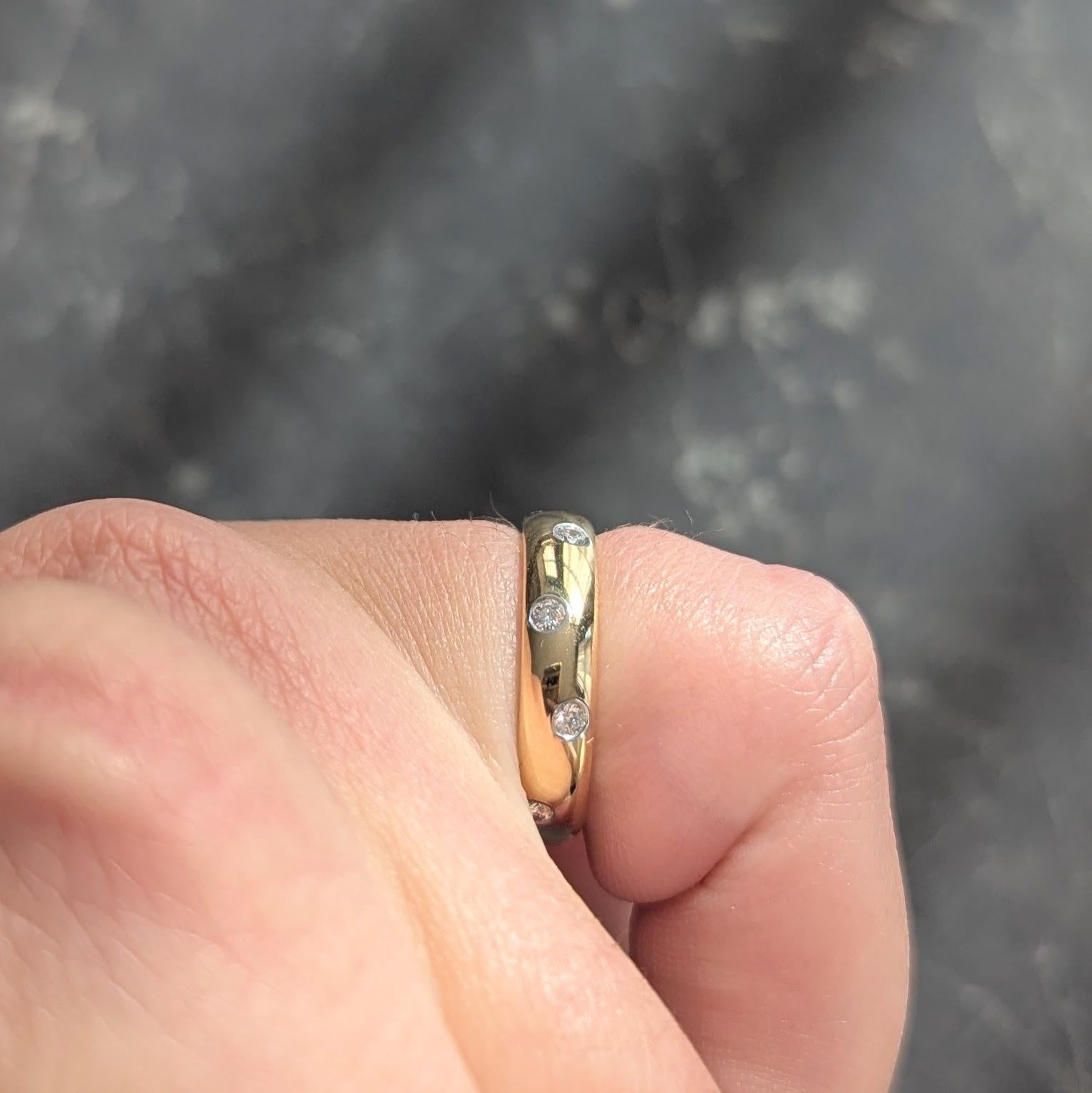 Tiffany & Co. 2000's Diamond Platinum 18 Karat Yellow Gold Etoile Band Ring