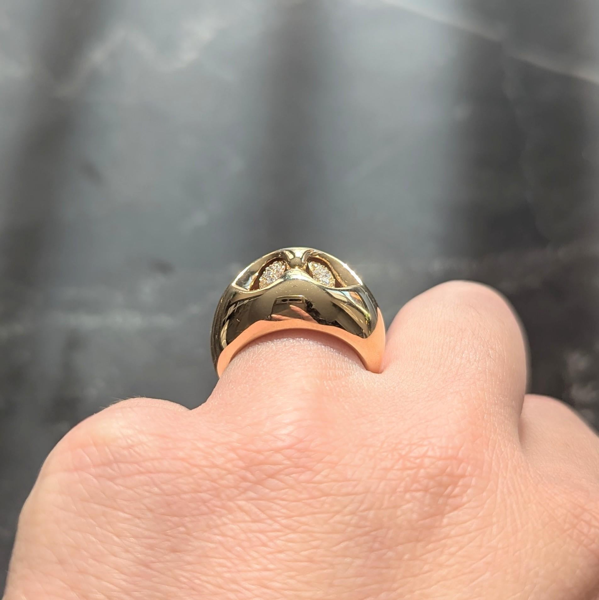 Bulgari Contemporary Diamond 18 Karat Yellow Gold Domed Abbraccio Ring