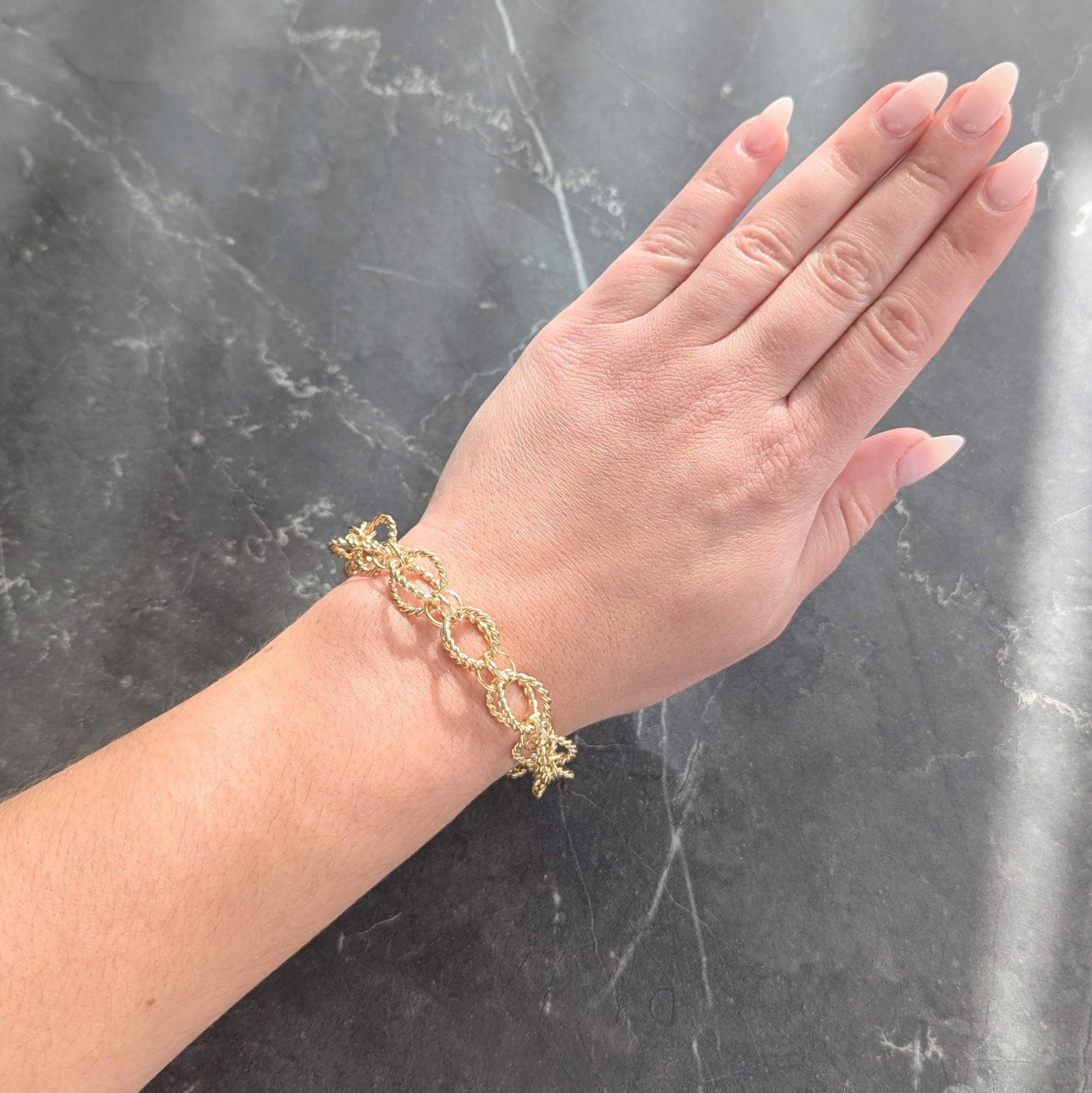 Tiffany & Co. 1960's 18K Gold Twisted Rope Sphere Link Vintage Bracelet