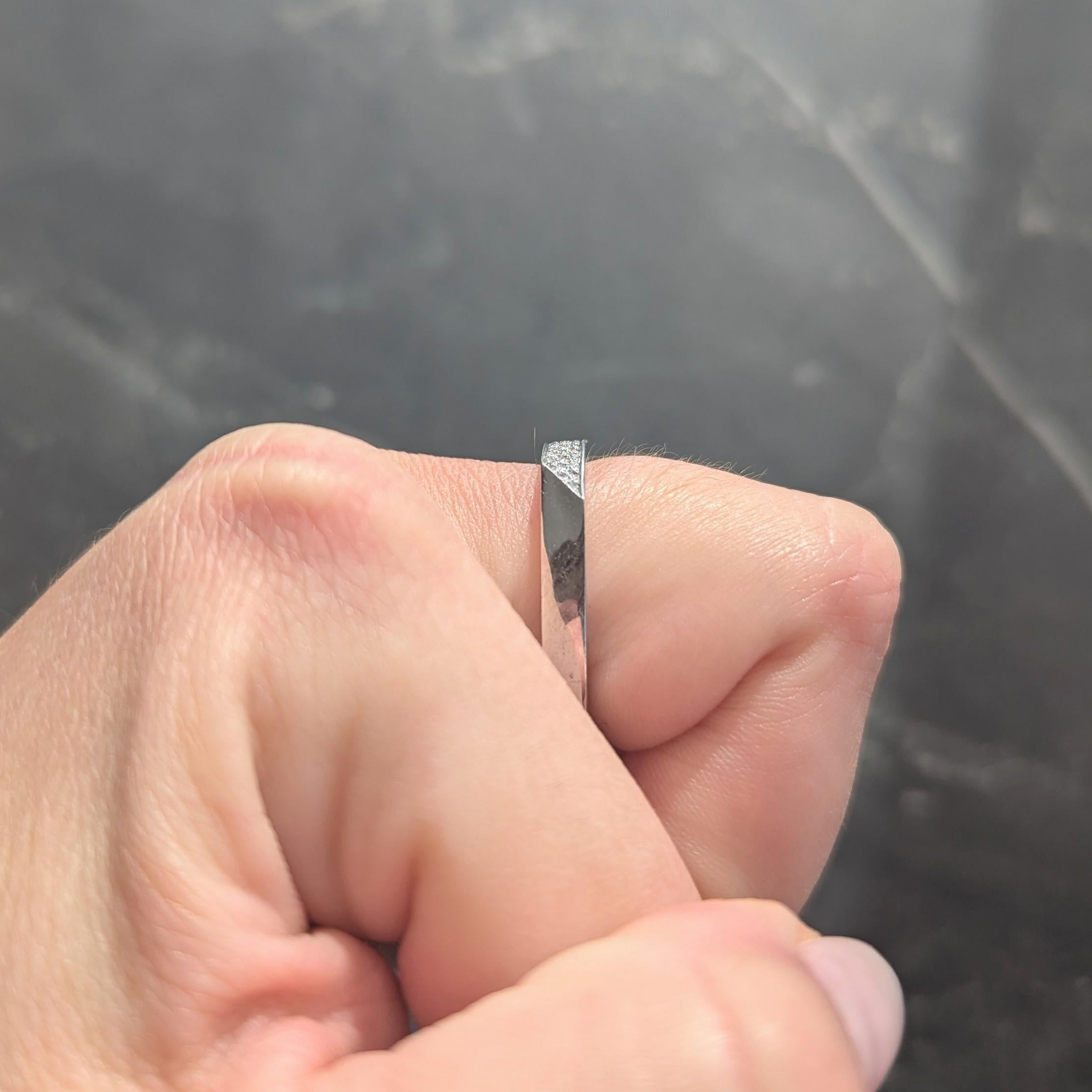 Frank Gehry Tiffany & Co. 1990's Diamond 18K White Gold Square Torque Band Ring