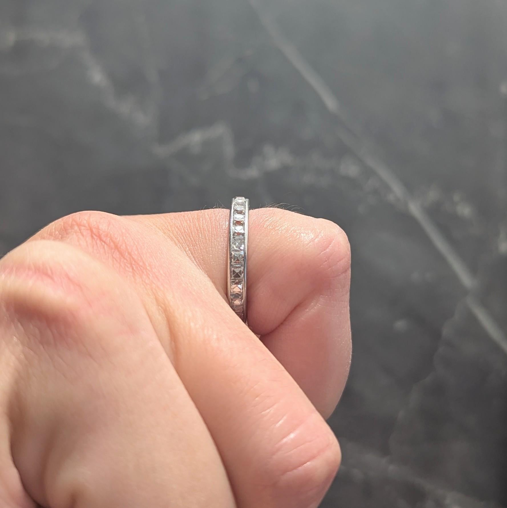 Cartier Art Deco 2.80 CTW French Cut Diamond Platinum Vintage Eternity Band Ring