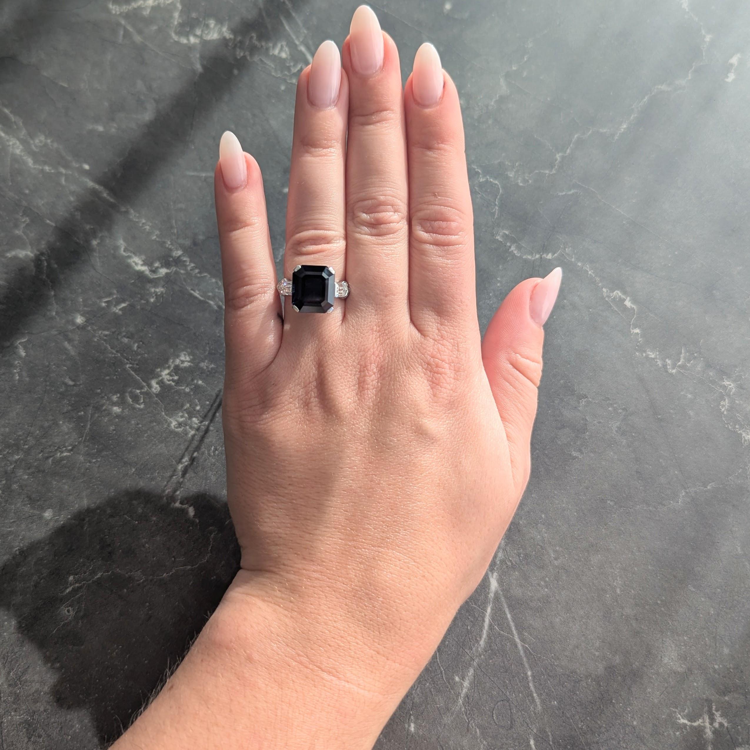 Mid-Century 9.28 CTW No Heat Sapphire Diamond Vintage Cocktail Ring AGL