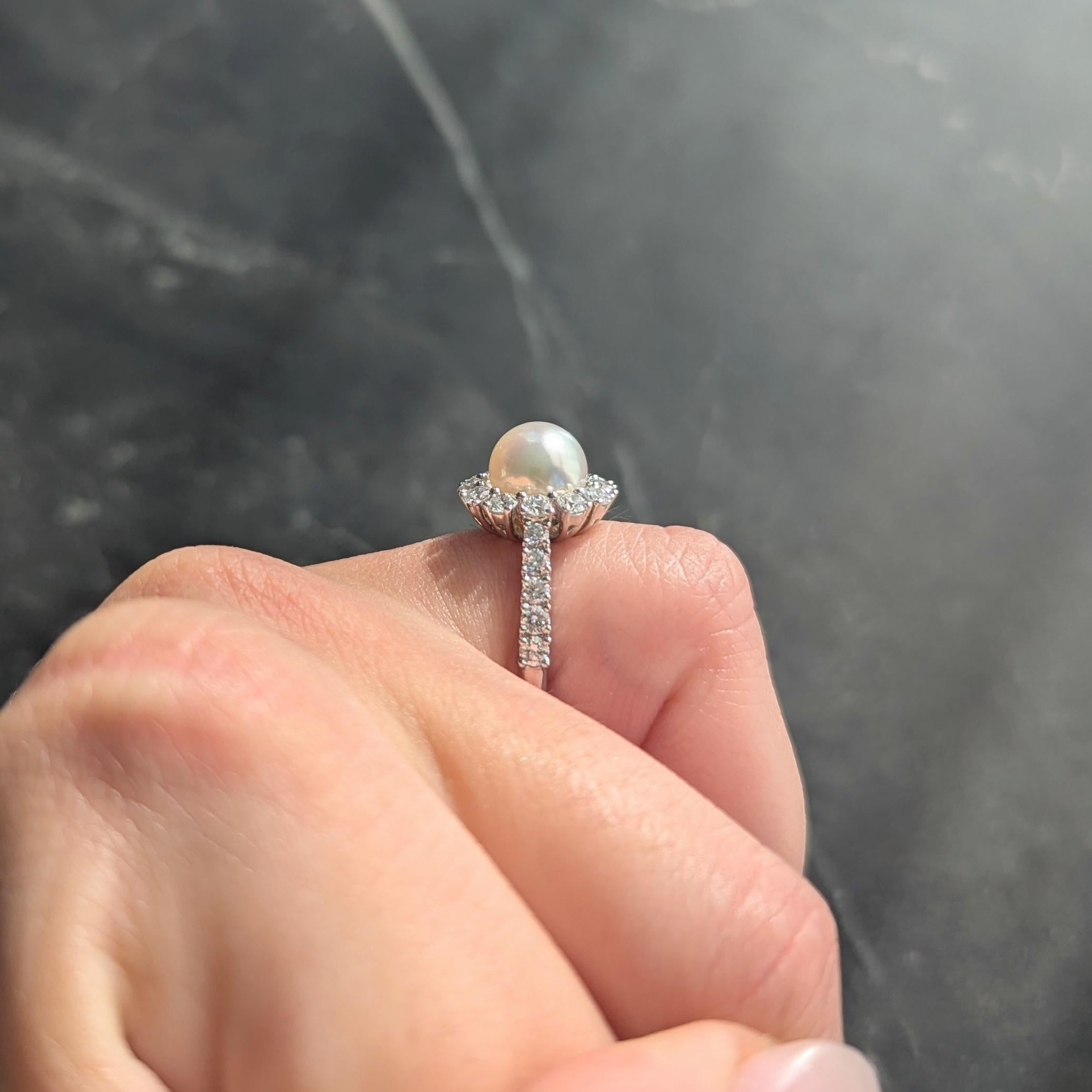 Assael Contemporary 1.04 CTW Diamond South Sea Pearl 18K Gold Halo Ring