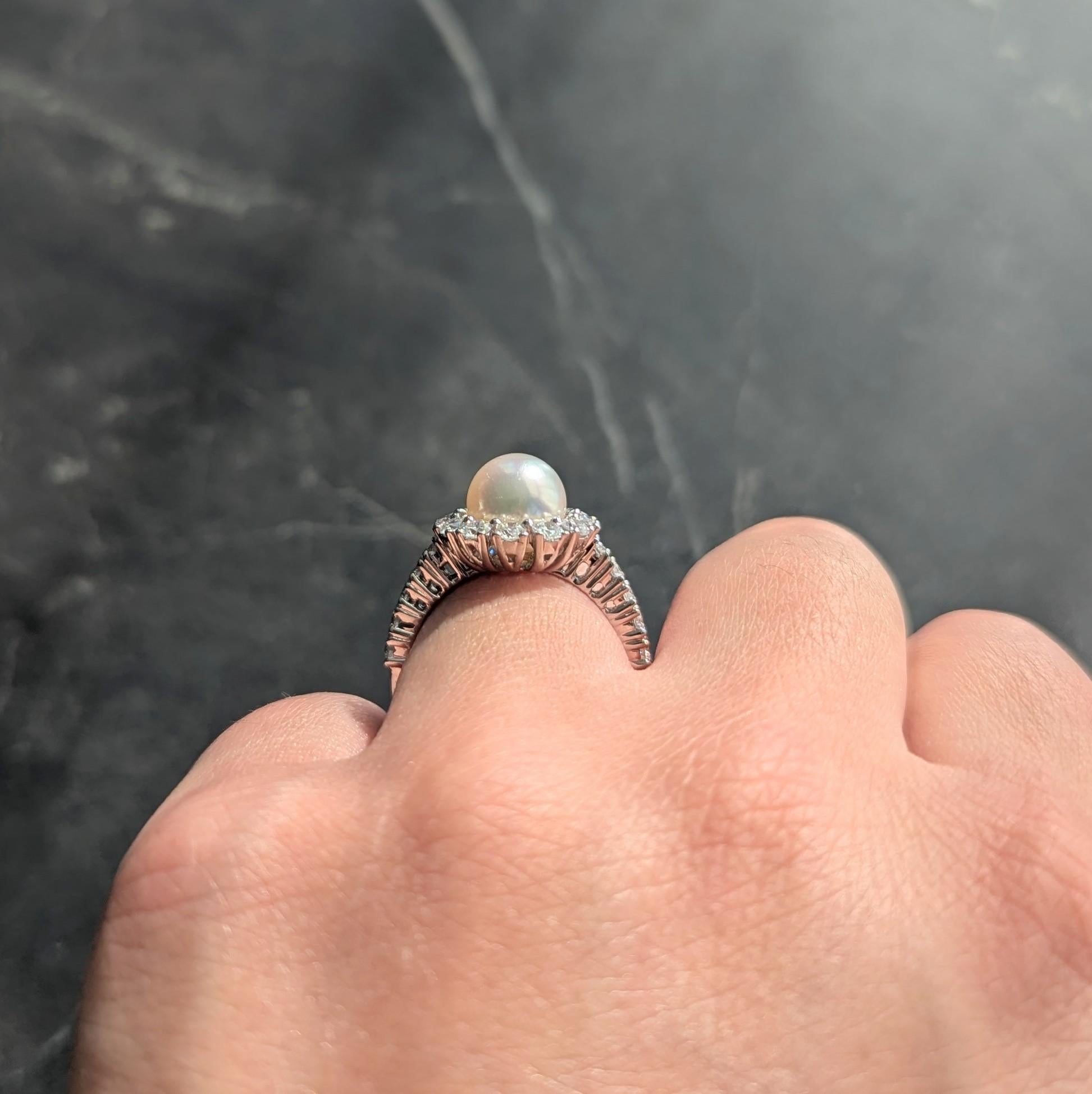 Assael Contemporary 1.04 CTW Diamond South Sea Pearl 18K Gold Halo Ring