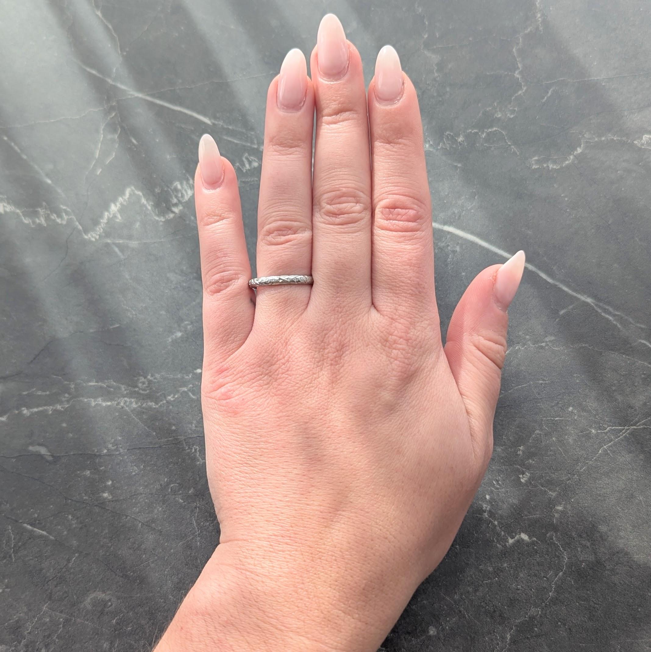 Art Deco Platinum Orange Blossom Wedding Band Ring